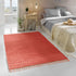 Flicken-Teppich 100% Baumwolle | Waschbarer Fleckerl mit Fransen | Rot